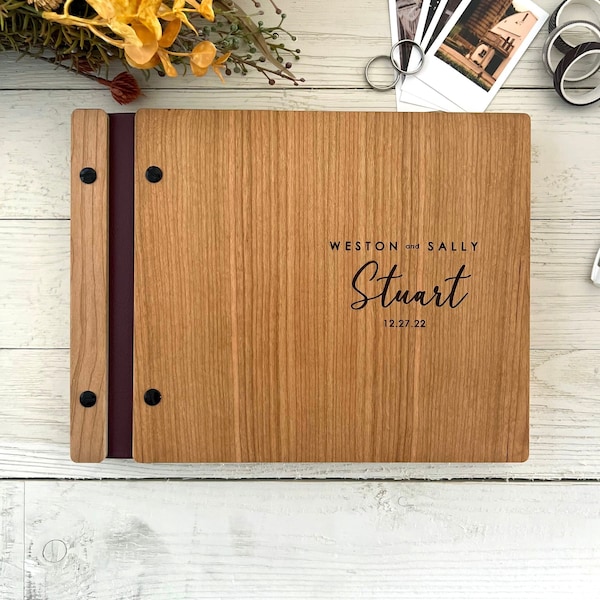 Wedding Guest Book, Wooden Guestbook , Personalized Hardcover Guest Book, Photo booth Guest Book, Rustic Guest Book