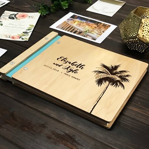 Tropical Wedding Guest Book Wooden Beach House Guestbook Punta Cana Wedding Book Florida Beach Summer Home Album