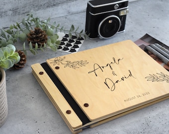 Wedding Guest Book with custom printed pages, Personalized Laser Engraved, Perfect for Photos and Heartfelt Messages, Photobooth