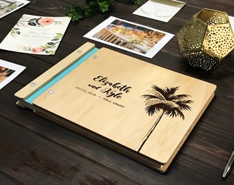 Tropical Wedding Guest Book Wooden Beach House Guestbook Punta Cana Wedding Book Florida Beach Summer Home Album