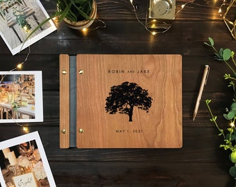 Oak tree Wedding Guest Book, Wood Guest Book, Guest Book, Photobooth Guestbook, Wooden Guest Book, Personalized Photo Album