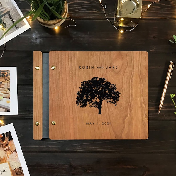 Oak tree Wedding Guest Book, Wood Guest Book, Guest Book, Photobooth Guestbook, Wooden Guest Book, Personalized Photo Album