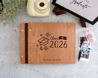 Księga gości na przyjęcie z okazji ukończenia szkoły średniej w 2026 r. Prezent dla niej i dla niego, album ze zdjęciami absolwenta w kolorze złotym, album ze zdjęciami z okazji ukończenia szkoły