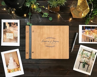 Wedding Guest Book, Personalized Guest Book, Wedding Photo Album, Wedding Decor, Photobooth Album, Wooden Guestbook, Journal