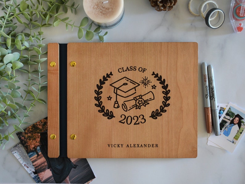 2024 Graduation Party Guest Book High School College Gift for Her Him Graduate Photo Guest Book Album, Graduation Scrapbook image 1