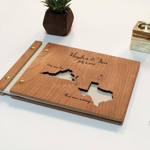 Wanderlust, Reise, Hochzeitsgästebuch, Landkarte, Hochzeitsgästebuch, Holzhochzeitsbuch, Bestimmungsland, Hochzeitsalbum Erst kommt die Liebe, dann kommt die Ehe
