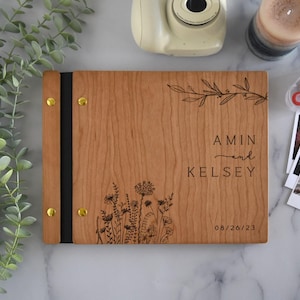 Wooden Wedding Guest Book - Personalized Laser Engraved, Perfect for Photos and Heartfelt Messages, Photobooth, Photo Album, Wedding Album