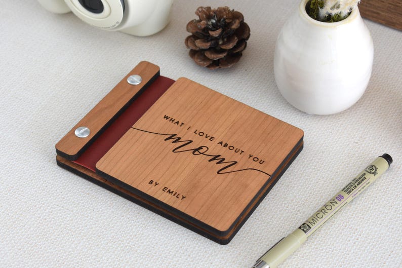 Letters To Mom Journal, Personalized Mothers Day Gift, Wooden Photo Album, Birthday Gift for Mom, Scrapbook for Mom, Memory Journal Keepsake