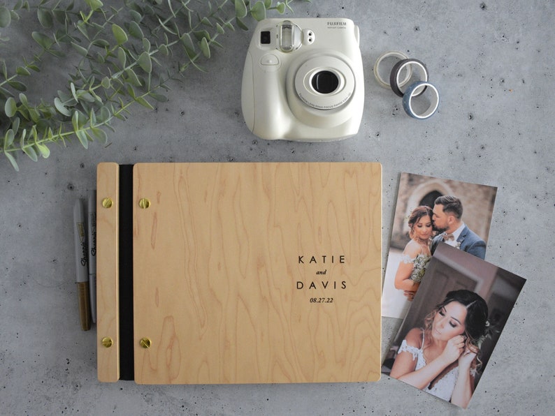 Wedding Guest Book, Wood Guest Book, Guest Book, Photobooth Guestbook, Wooden Guest Book, Personalized Photo Album, Wedding Album image 1