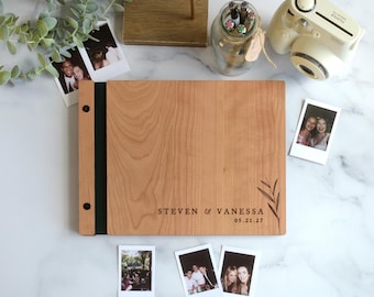 Minimalist Wedding Guest Book, Wooden Wedding Album, Personalized Polaroid Photo Guestbook, Wedding Keepsake