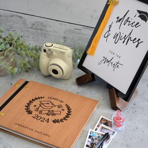 2024 Graduation Party Guest Book High School College Gift for Her Him Graduate Photo gold black Guest Book Album, Graduation Scrapbook