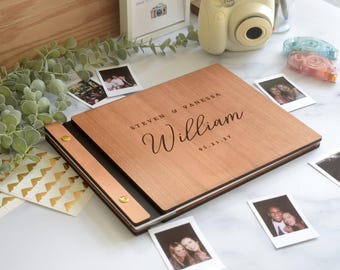 Custom Wooden Wedding Guest Book, Personalized Wedding Album, Polaroid Photo Guestbook, Wedding Reception Guest Book