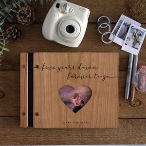 5th Anniversary Personalized Wooden Scrapbook, aniversary gift idea, journal