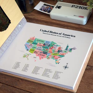 USA Map Adventure Book, US Travel Map Scrapbook Gift for Him, 50 States Travel Journal, Gift for Traveler, Unique Christmas Gift for Her