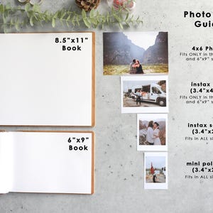 a photo size guide for a wedding album