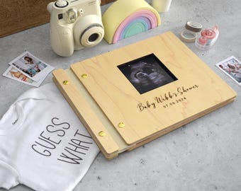 Gästbok för babyshower | Anpassad gästbok | Dekoration för babyshower | Personlig namnjournal med önskemål till bebisen | Råd för föräldrars minnesbok