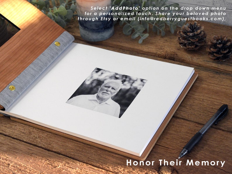 Custom Wooden Memorial Guest Book: A Personalized Celebration of Life image 4