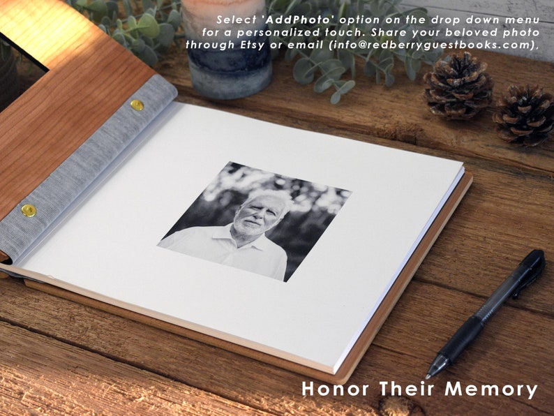 Custom Wooden Memorial Guest Book Celebration of Life book image 3