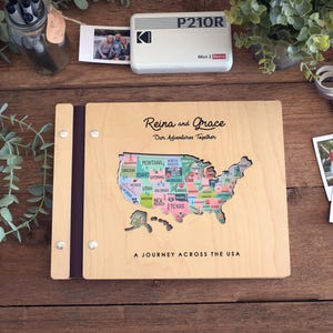 USA Map Adventure Book, US Travel Map Scrapbook Gift for Him, 50 States Travel Journal, Gift for Traveler, Unique Christmas Gift for Her