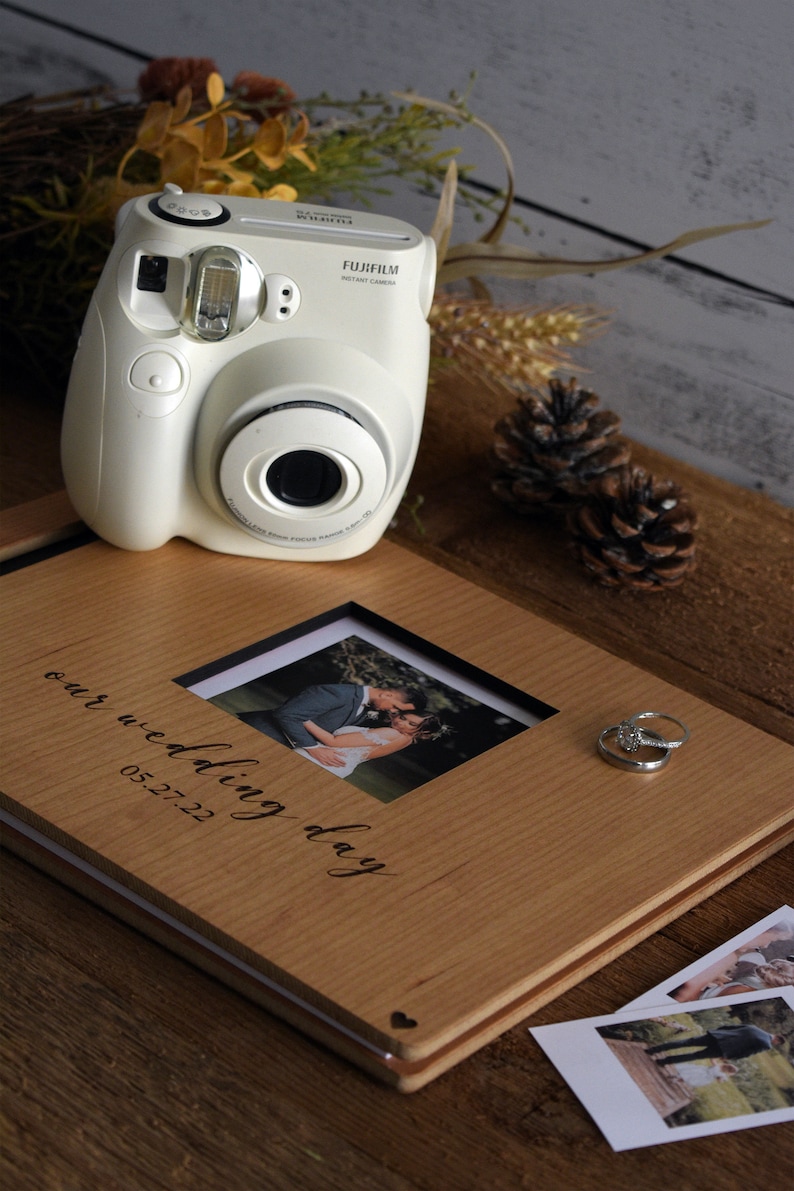 Wedding Guest Book Polaroid Guest Book Photobooth Album Wooden Guest Book Personalized Photo Album Wedding Album image 10