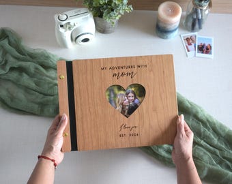 My Adventures with Mom Scrapbook, Personalized First Mother’s Day Gift, Wooden Adventure Book, New Mom Gift, Family Memory Book