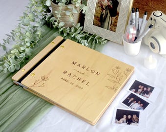 Wedding Guest Book Alternative, Wooden Guestbook, Personalized Wedding Book, Instax Photo Guest book, Wedding Gift, Engagement Gift