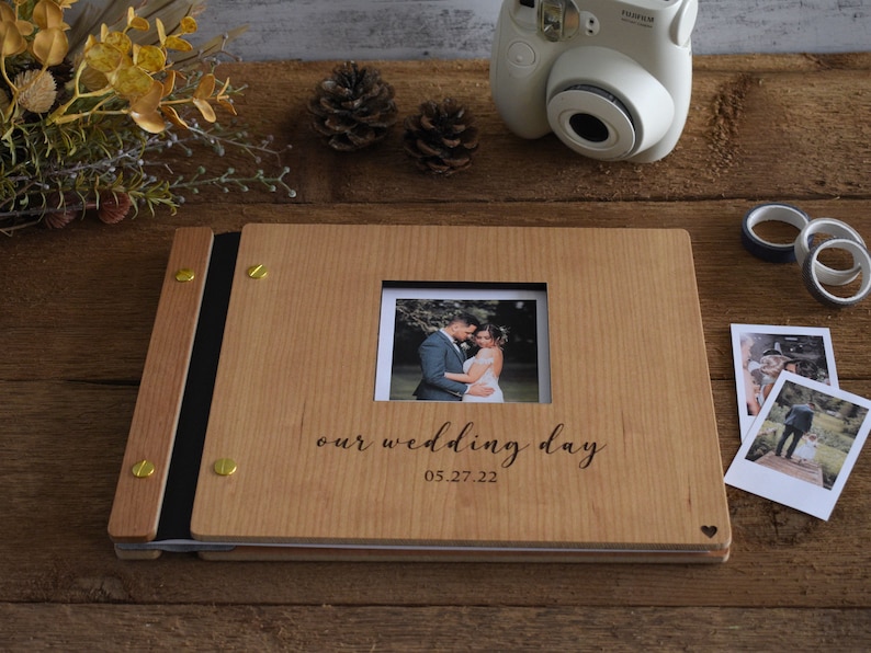 Wedding Guest Book Polaroid Guest Book Photobooth Album Wooden Guest Book Personalized Photo Album Wedding Album image 3