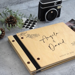 Wedding Guest Book with custom printed pages, Personalized Laser Engraved, Perfect for Photos and Heartfelt Messages, Photobooth