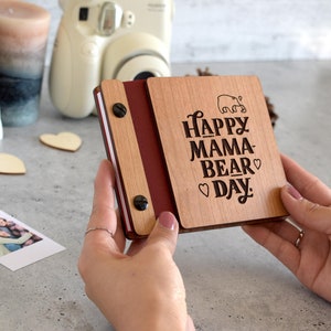 Happy Mama-Bear Day engraved photo book – a unique keepsake for mothers to treasure.