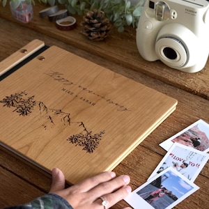 Engraved Wooden Anniversary Album – Personalized 1st Anniversary Gift