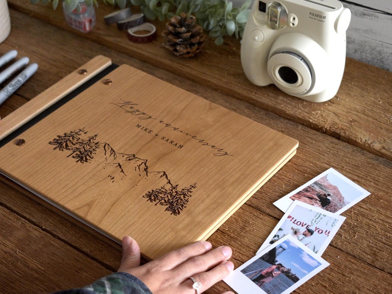 Engraved Wooden Anniversary Album – Personalized 1st Anniversary Gift