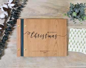 Christmas Photo Album Holiday Scrapbook Gifts for Her Gold Foil Christmas Family Photo Album Personalized Holiday Photo Album