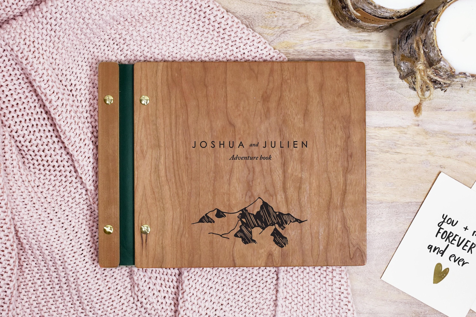 Adventure Scrapbook, 8.5x11 Cherry Wood, 60 - White Cardstock Paper
