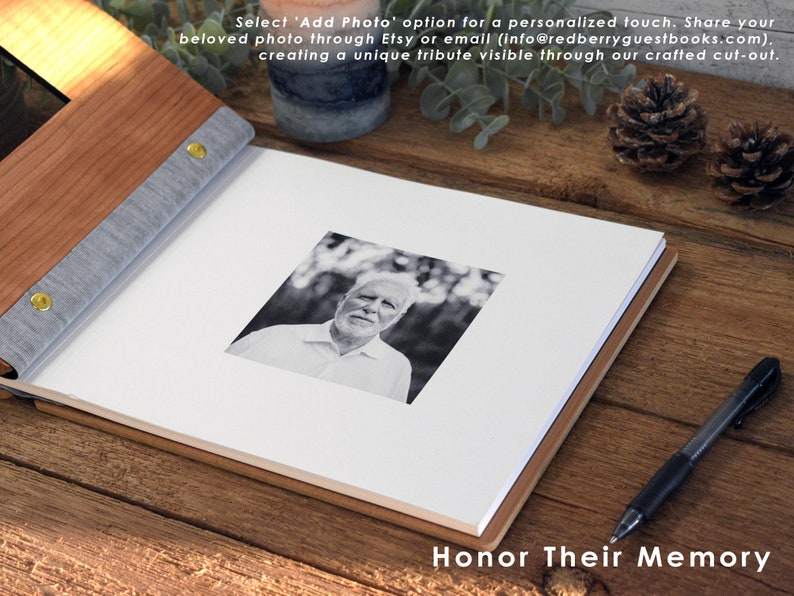 Custom Wooden Memorial Guest Book: A Personalized Celebration of Life image 3