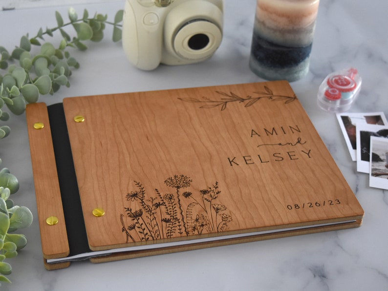 Wooden Wedding Guest Book Personalized Laser Engraved, Perfect for Photos and Heartfelt Messages, Photobooth, Photo Album, Wedding Album image 2