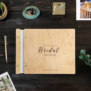 Bridal Shower Guest Book, Bridal Shower Gift, Guest Book, Gift for the Bride, Guestbook, Wooden Guest Book, Wedding Guest Book - 8.5&quot;x11&quot;