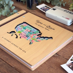 USA Map Adventure Book, US Travel Map Scrapbook Gift for Him, 50 States Travel Journal, Gift for Traveler, Unique Christmas Gift for Her
