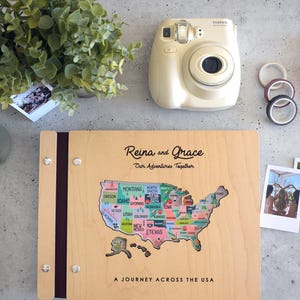 USA Map Adventure Book, US Travel Map Scrapbook Gift for Him, 50 States Travel Journal, Gift for Traveler, Unique Christmas Gift for Her