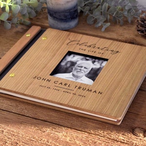 Funeral Guest Book for Memorial Service - in Loving Memory Guest Book Celebration of Life Guest Book wooden elegant Hardcover Guest Sign in Book for Funeral Service