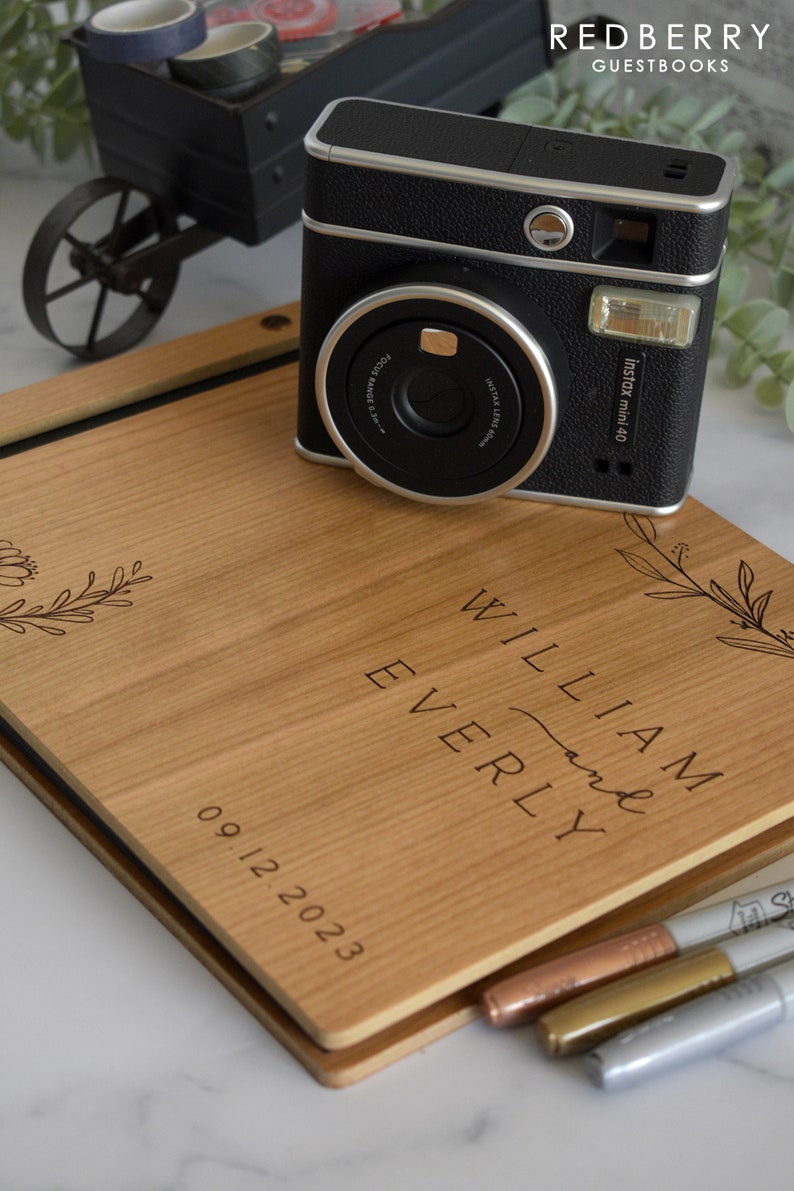 Wooden Wedding Guest Book Personalized Laser Engraved, Perfect for Photos and Heartfelt Messages, Photobooth, Photo Album, Wedding Album image 10