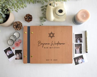 Custom Bar Mitzvah Guest Book with Star of David Engraving
