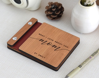 Letters To Mom Journal, Personalized Mothers Day Gift, Wooden Photo Album, Birthday Gift for Mom, Scrapbook for Mom, Memory Journal Keepsake