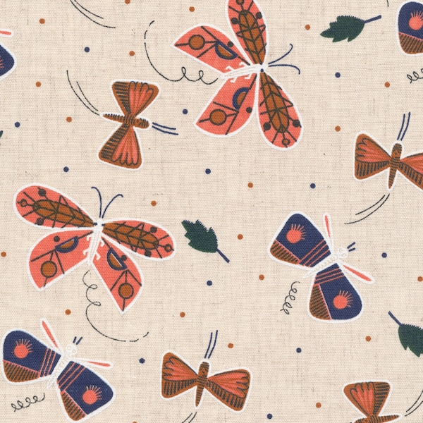 Cloud9 Organic Fabrics - Flutter - Plant Peeps by Meenal Patel - 1 yard - Organic Cotton and Linen Blend