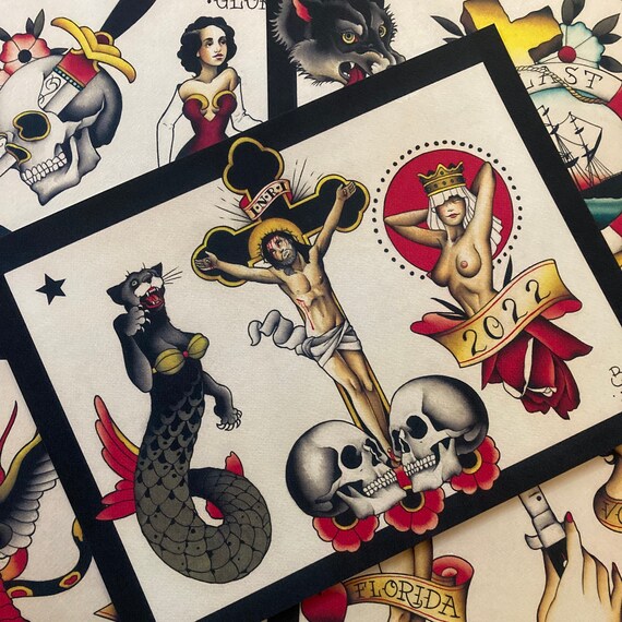 Tattoo Flash Set 58 by Brian Kelly. 5 Sheets. - Etsy
