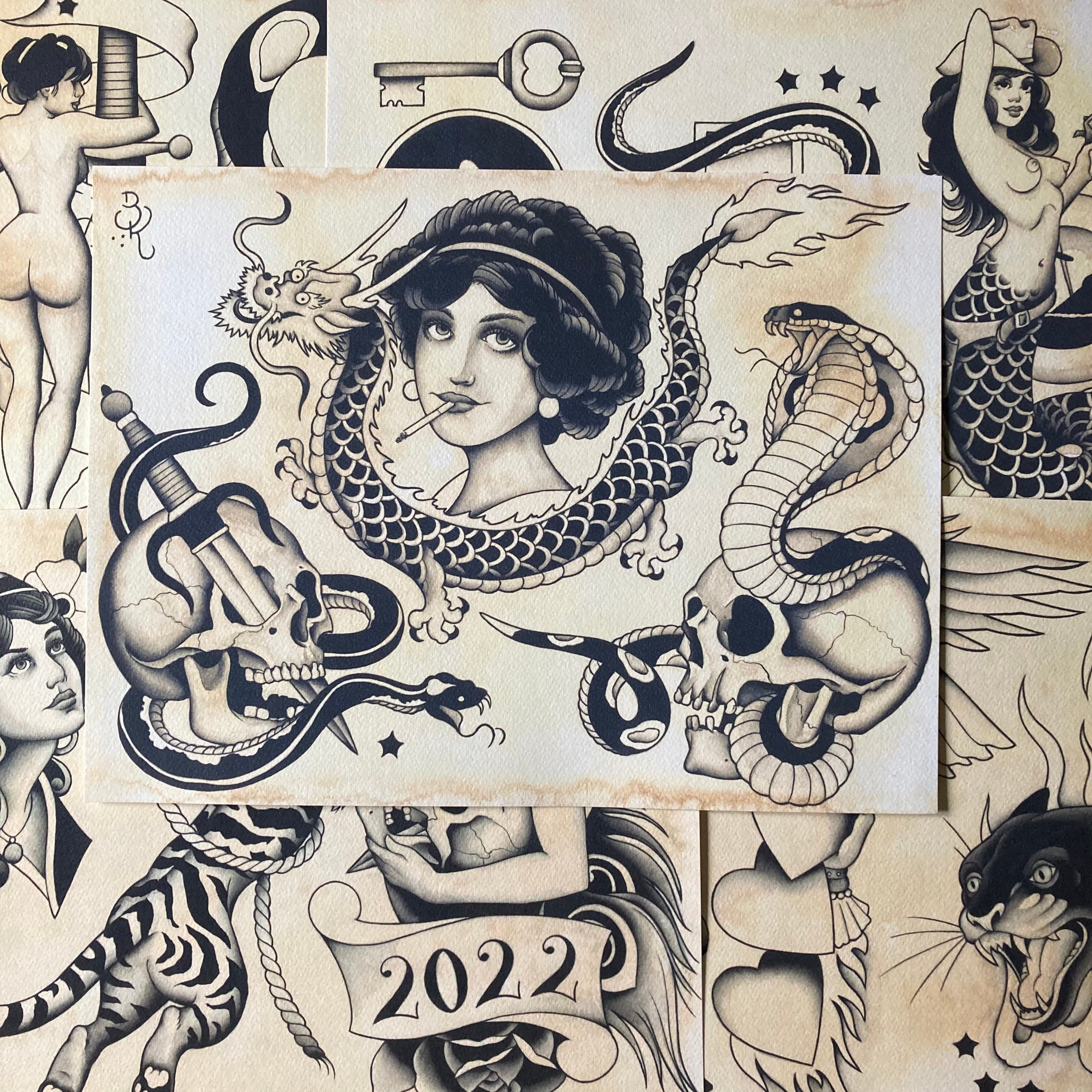 No Color, No Problem Tattoo Flash Set 59 by Brian Kelly. 5