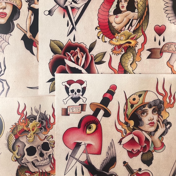 Tattoo Flashset 68 by Brian Kelly. 5 Sheets. - Etsy
