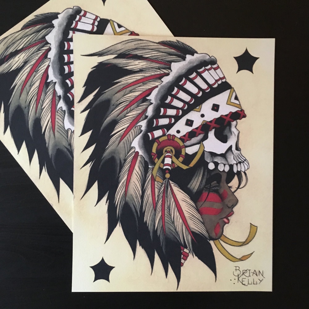 Illustration Of An American Indian Chief In Tattoo Art Style Photo  Background And Picture For Free Download - Pngtree