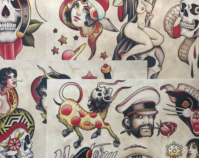 Tattoo Flashset 65 by Brian Kelly. 4 Sheets.