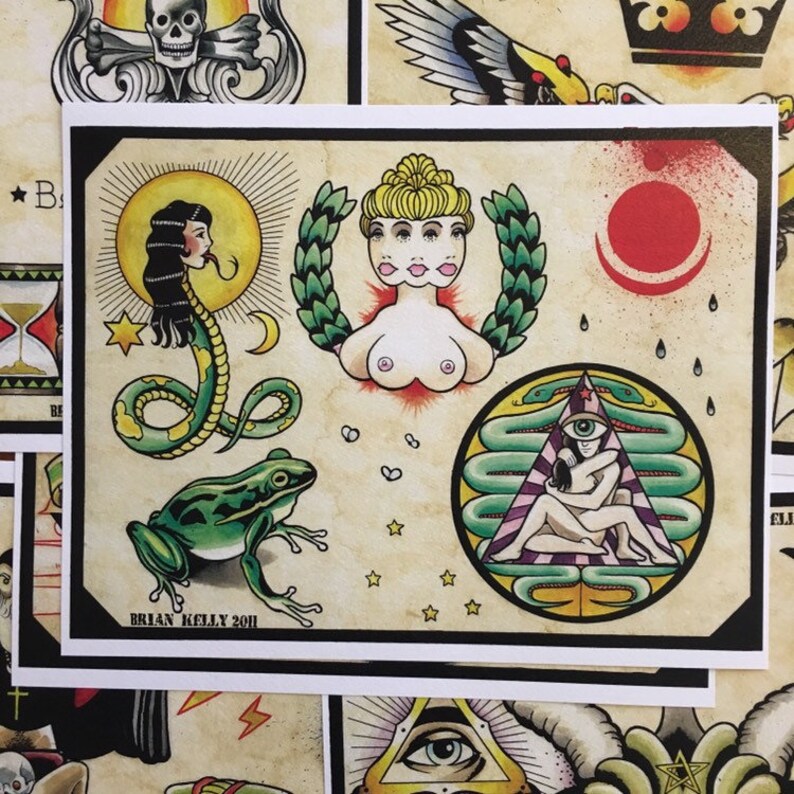 Das okkulte Tattoo Flash Set 7 von Brian Kelly. 6 Blatt. Etsy