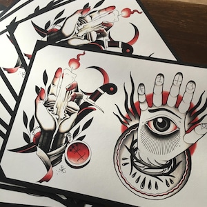 Eike Multhoff and Brian Kelly Split Sheet of Tattoo Flash